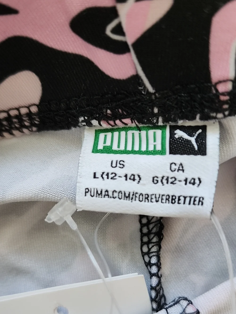 NWT Puma Girls Pink Graphic Tee & Camo Leggings Outfit Set Size Large L